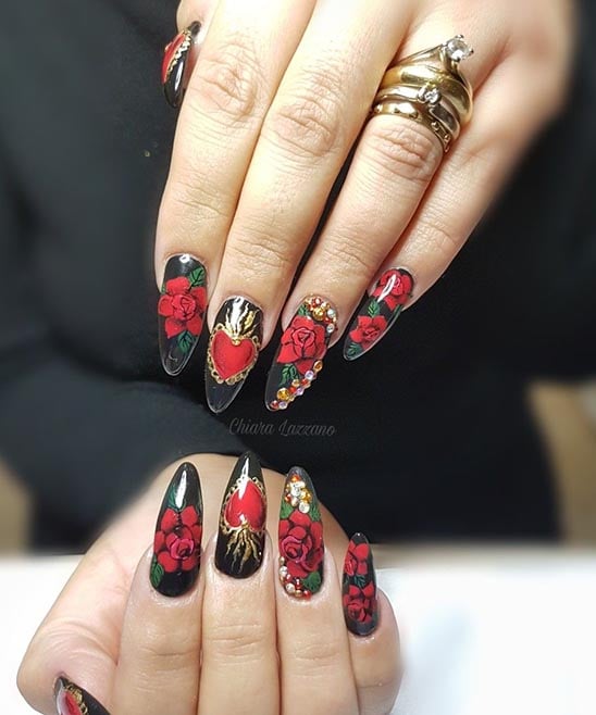 Valentine Nails Black and Red