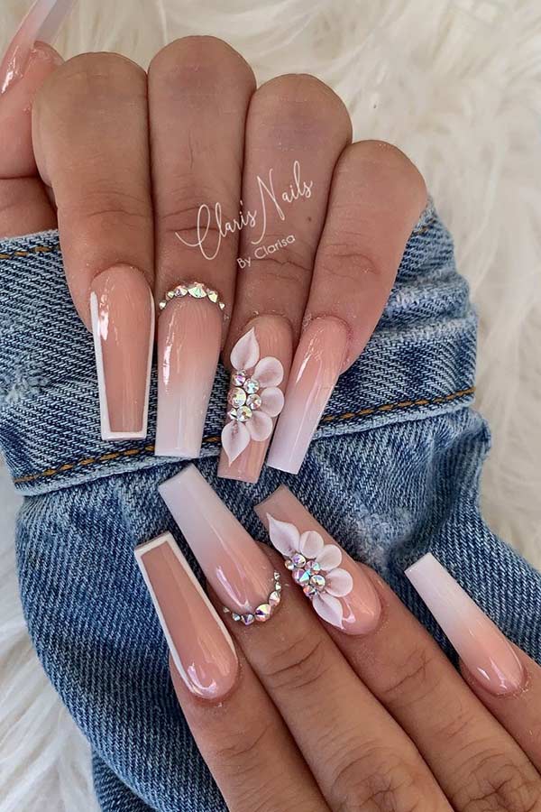 Nude and White Ombre Nails