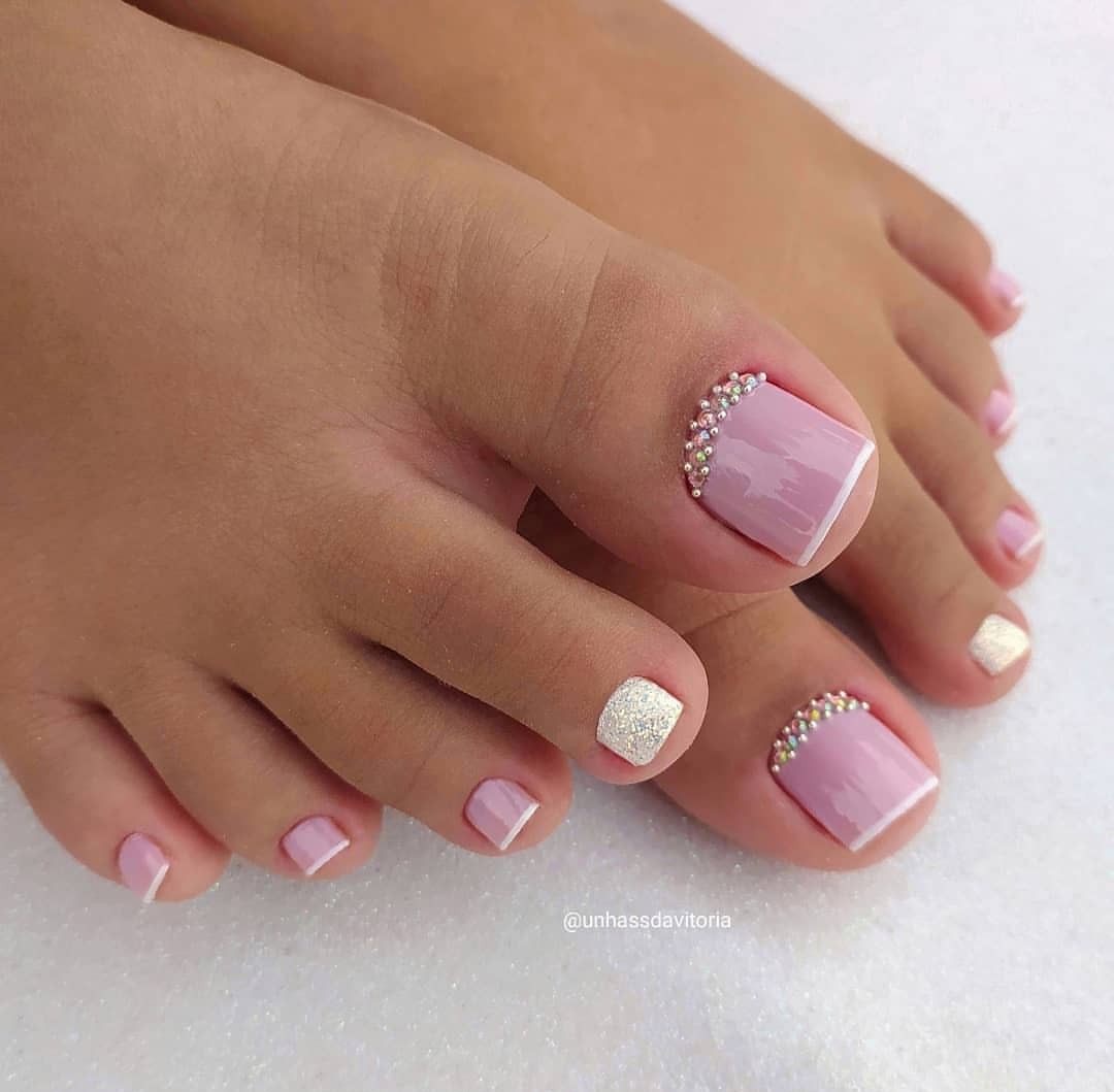 Glitter Toe Nails, Gel Toe Nails, Acrylic Nails Coffin Pink, Feet Nails ...