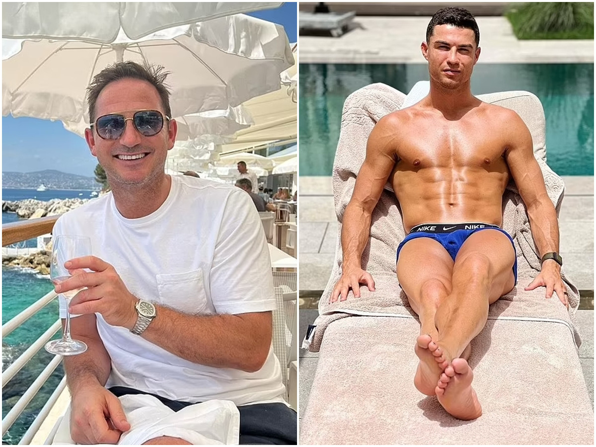 Lampard (trái) từng xấu hổ khi nhìn thấy cơ thể tuyệt mỹ của Ronaldo - Ảnh: DAILY MAIL